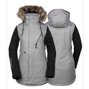 Volcom Women's Fawn Insulated Jacket heather grey Sz S Ski/ Snowboard